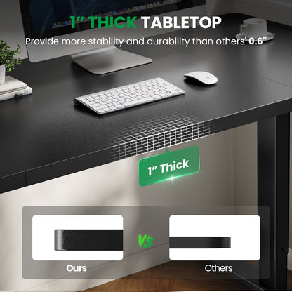 1 inch thick tabletop comparison for black CabDesk D60 standing desk 