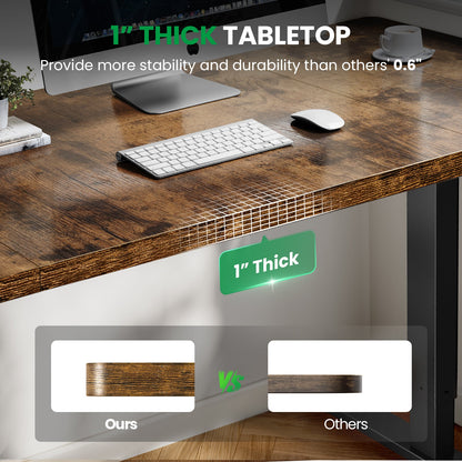 1 inch thick tabletop comparison for brown CabDesk D63 standing desk 